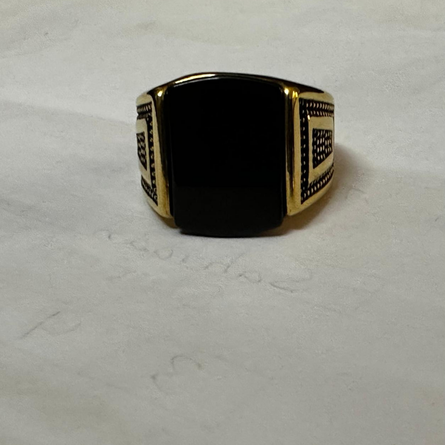 Golden Onyx Square Sterling Ring