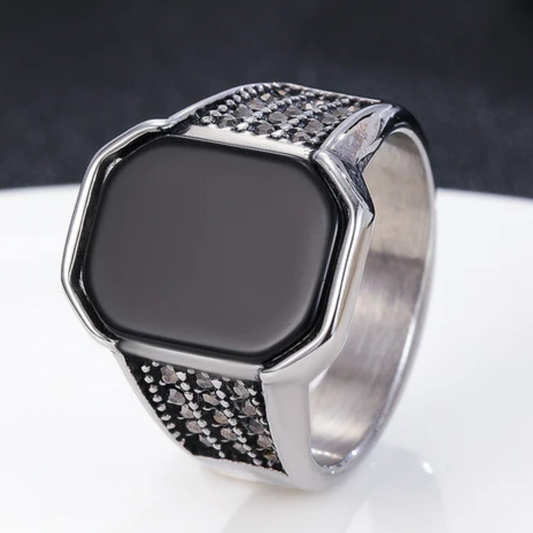 Black Eclipse Octagonal Turkish Ring